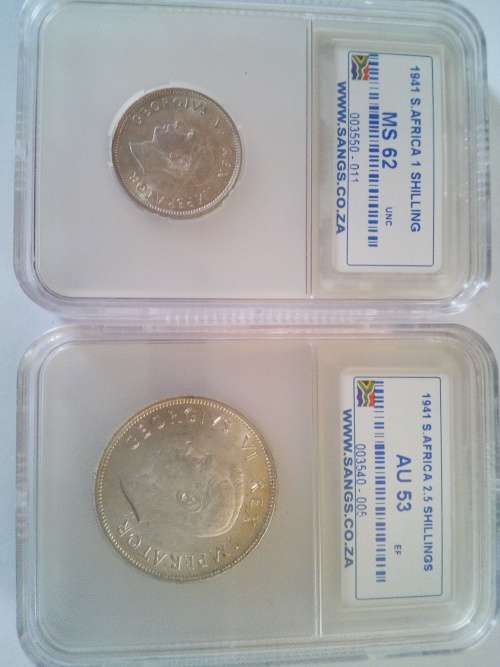 1941 1shilling and 2.5 shilling ( Graded ) ( UNC )