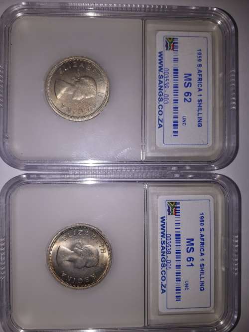 1959 and 1960  1 shilling coin ( MS Grading )