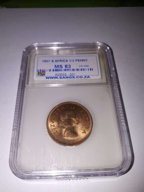 1957  6 pence  and  1/2 penny coins ( Proof )