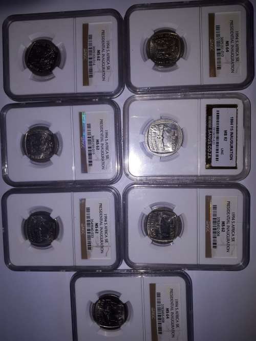 1994 R5 coin ( Presidential inauguration )   x  7  Graded ( price per coin )