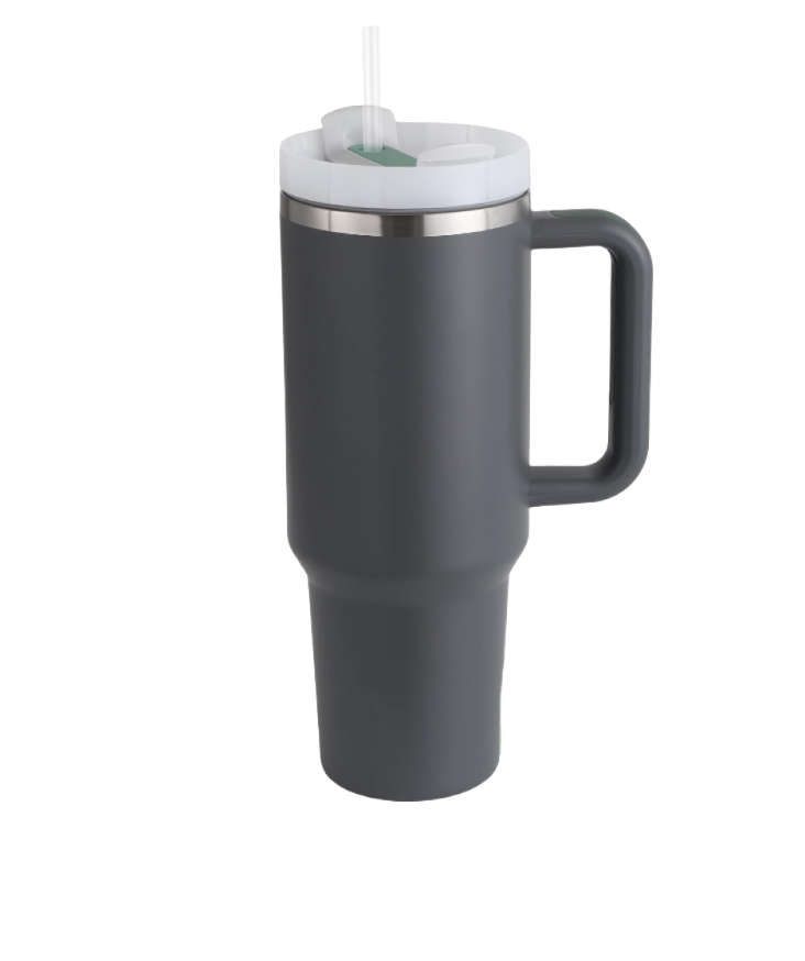 1.2L Tumbler with Handle Straw Lid, Stainless Steel Travel Mug - Ash Grey