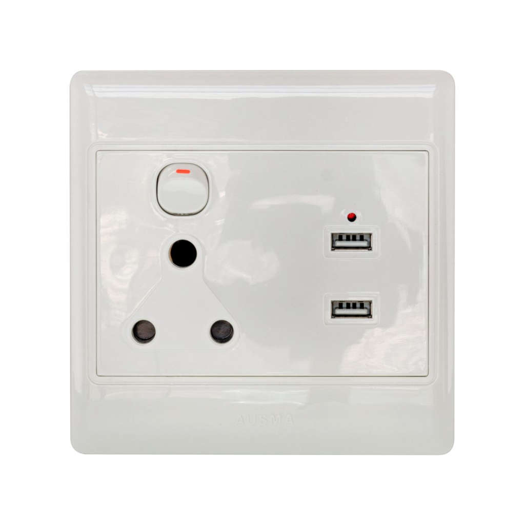 PAYS 4X4 Wall Socket with 1X3PIN AND 2XUSB