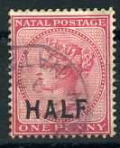 "NATAL 1895 SACC 108, HALF-OVERPRINT FINE USED"