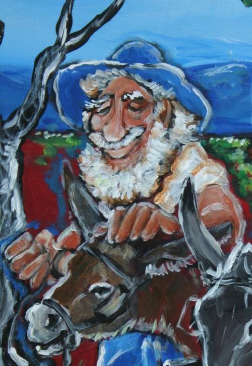 Stunning!!!*ORIGINAL Stella Pelser (1970-) "Bolandse Donkie Kar - Moedertjie Hen" 400 x 300 x 6mm