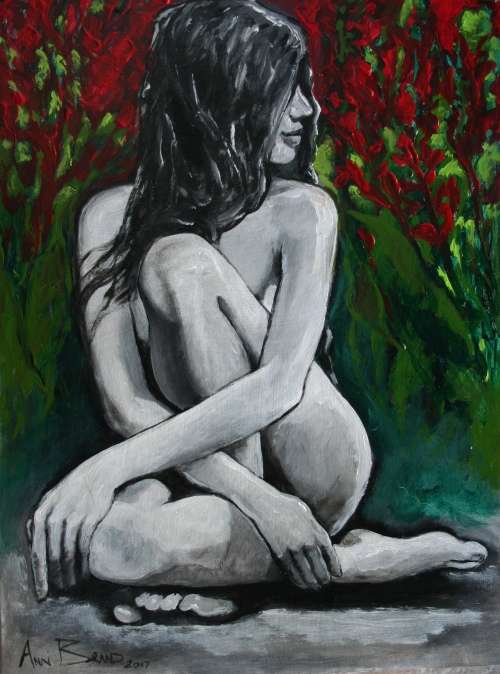 MUST SEE! **Original Annie Brand (1970-) "Vuur en Vlam - Tussen Rooi Kannas" 400 x 300 x 6mm