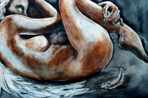 MUST SEE! **Original Annie Brand (1970-) "Vuur en Vlam - Slapende Engel - 02" 400 x 300 x 6mm