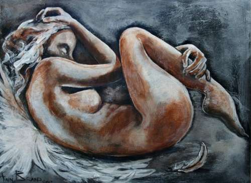 MUST SEE! **Original Annie Brand (1970-) "Vuur en Vlam - Slapende Engel - 02" 400 x 300 x 6mm