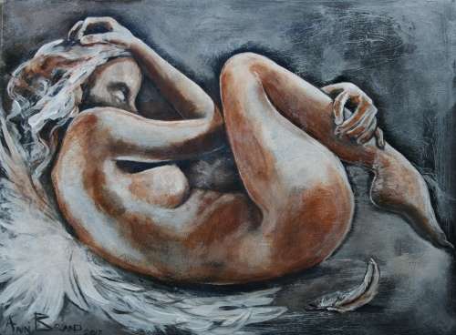 MUST SEE! **Original Annie Brand (1970-) "Vuur en Vlam - Slapende Engel - 02" 400 x 300 x 6mm