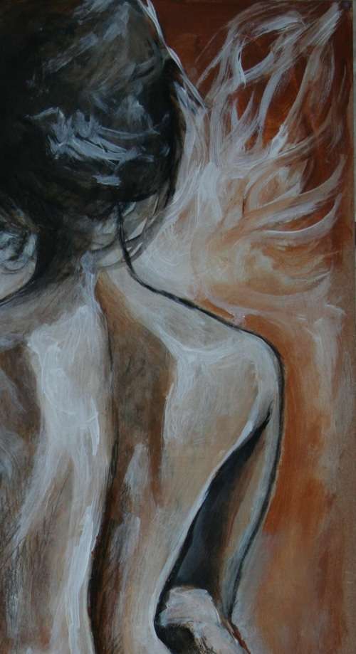 Beautiful**!!!Original Annie Brand (1970-) "Vuur en Vlam - Engel" 400 x 300 x 6mm