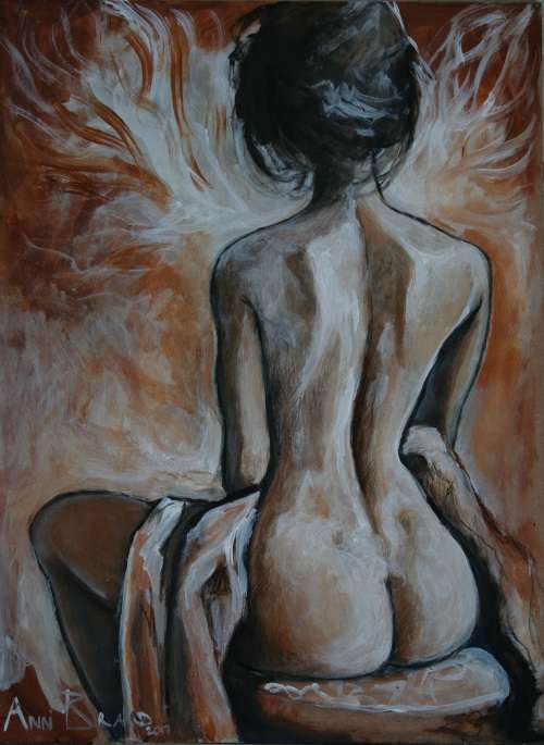 Beautiful**!!!Original Annie Brand (1970-) "Vuur en Vlam - Engel" 400 x 300 x 6mm