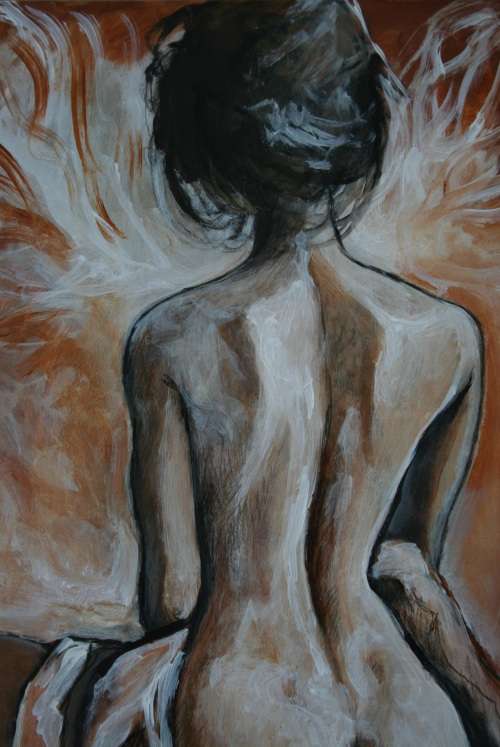 Beautiful**!!!Original Annie Brand (1970-) "Vuur en Vlam - Engel" 400 x 300 x 6mm