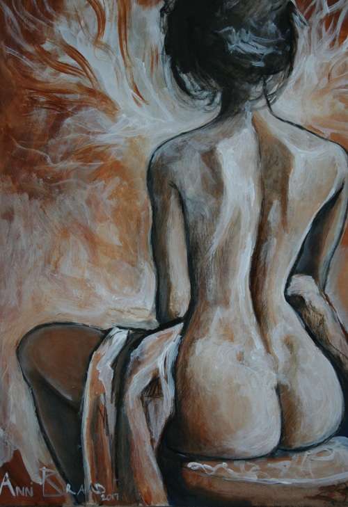 Beautiful**!!!Original Annie Brand (1970-) "Vuur en Vlam - Engel" 400 x 300 x 6mm