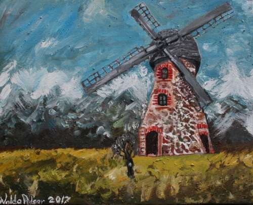 Stunning!*Original Waldo Pelser(1970-) "Windmill" size: 500 x 400 mm - Acrylic on Canvas