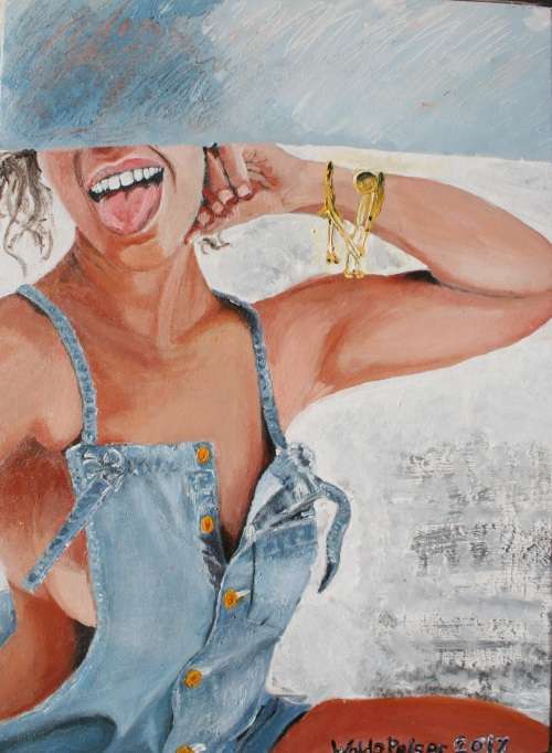 Stunning!*Original Waldo Pelser(1970-) "Jean Spirit" size: 600 x 420 mm - Large Acrylic on Canvas