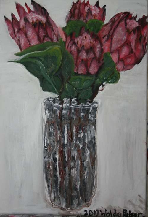 Wow!! Stunning!*Original Waldo Pelser(1970-) "Proteas" size: 600 x 420 mm - Large Acrylic on Canvas