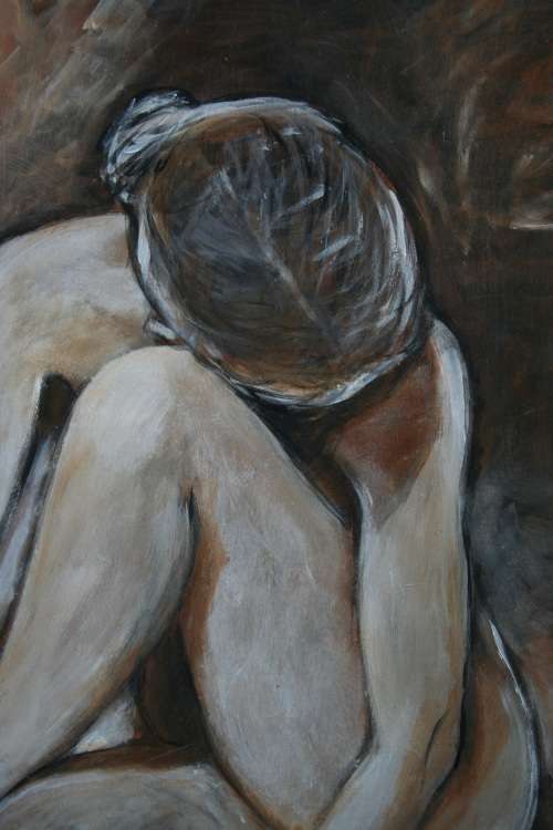 Beautiful**!!! Original Annie Brand (1970-) "Figure Study - Reflection" 400 x 300 x 6mm