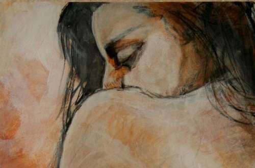 Beautiful**!!! Original Annie Brand (1970-) "Figure Study - Reflections" 400 x 300 x 6mm