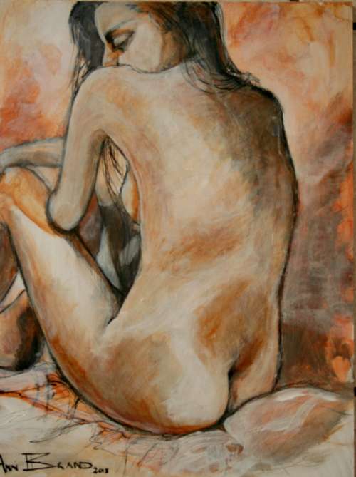 Beautiful**!!! Original Annie Brand (1970-) "Figure Study - Reflections" 400 x 300 x 6mm