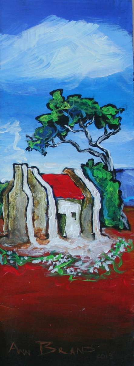 Beautiful**!!! Original Annie Brand (1970-) "Bolandse Huisie -Tritych" 300 x 110 x 6mm x 3 Piece