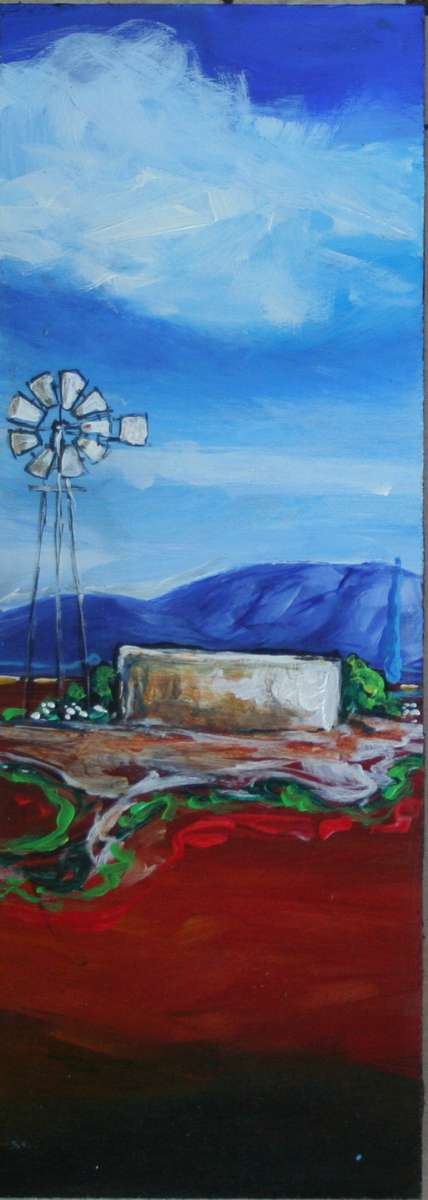 Beautiful**!!! Original Annie Brand (1970-) "Bolandse Windpomp -Tritych" 300 x 110 x 6mm x 3 Piece