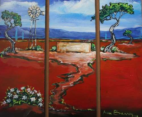 Beautiful**!!!Original Annie Brand(1970-)"Windpomp en Wit Daisies - Tritych"300x110x6mm x 3 Piece