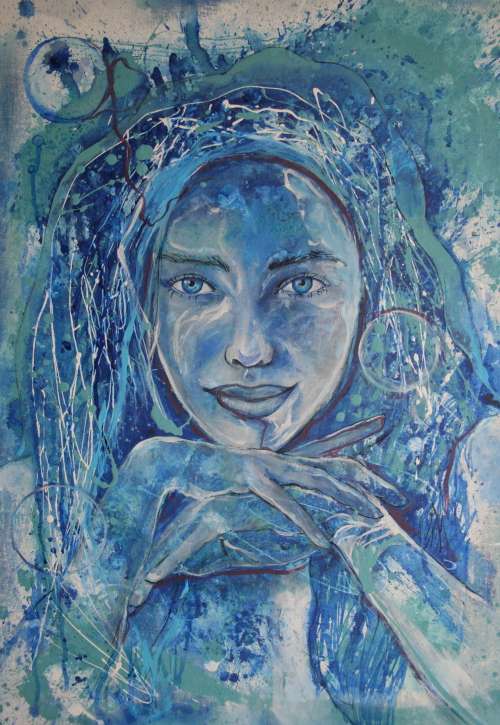 Beautiful!*Original Anni Brand (1970-) "Cosmic Dreamer" 70 x 53cm Large Canvas