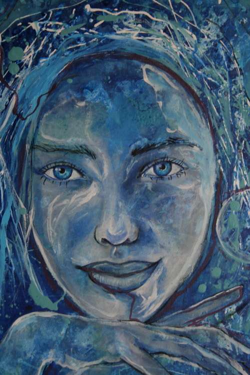 Beautiful!*Original Anni Brand (1970-) "Cosmic Dreamer" 70 x 53cm Large Canvas