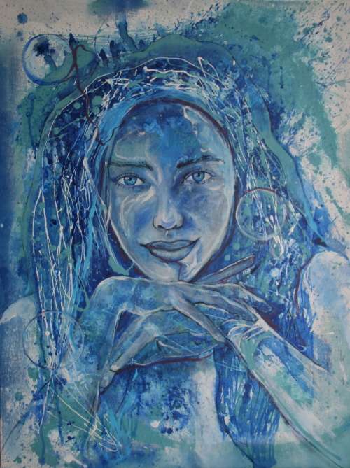 Beautiful!*Original Anni Brand (1970-) "Cosmic Dreamer" 70 x 53cm Large Canvas