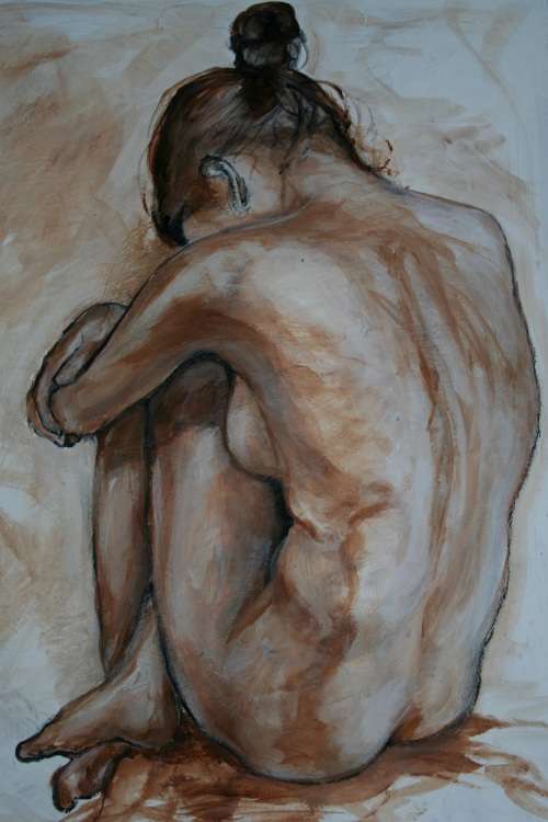 Beautiful**!!! Original Annie Brand (1970-) "Figure Study - Morning Touch" 400 x 300 x 6mm