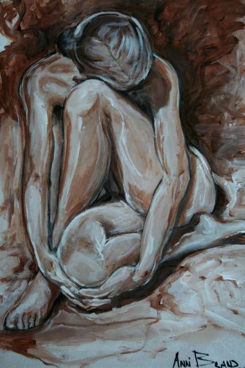 Beautiful**!!! Original Annie Brand (1970-) "Figure Study - Ballerina 02" 400 x 300 x 6mm