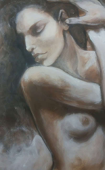 Beautiful**!!! Original Stella Pelser(1970-) "Figure Study - Nude 01" 400 x 300 x 6mm