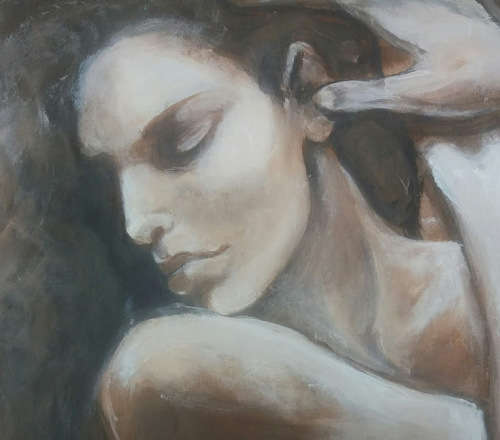 Beautiful**!!! Original Stella Pelser(1970-) "Figure Study - Nude 01" 400 x 300 x 6mm