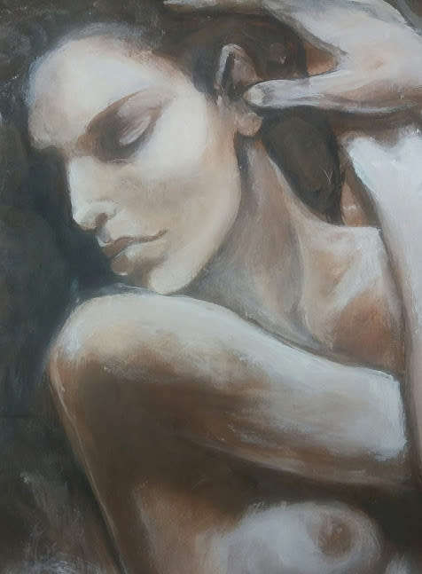 Beautiful**!!! Original Stella Pelser(1970-) "Figure Study - Nude 01" 400 x 300 x 6mm