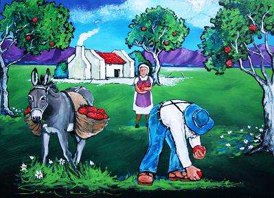 Original painting by Stella Pelser - "Vrugte tyd in die Boland!" - 400  x 300