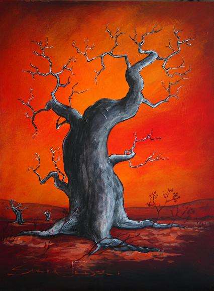 MUST SEE! CRAZY R1!!!Original Stella Pelser - AFRICAN SUNSET-"Baobab 02"- 400x300