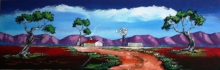 CRAZY R1!!! Original Stella Pelser - "Boland - Plaaspad na Opstal met Windpomp!" - 475  x 150