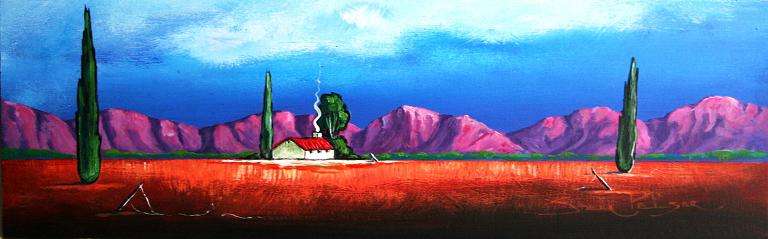 CRAZY R1!!! Original Stella Pelser - Blou Lug - "Rooidak Plaas huisie!" - 475  x 150