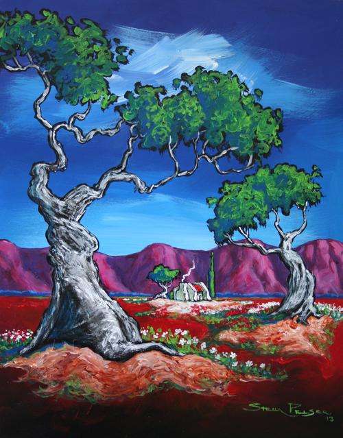 - INVESTMENT ART -Original Stella Pelser (1976-) "Boland - Rooidak Huisie! " 400 x 300