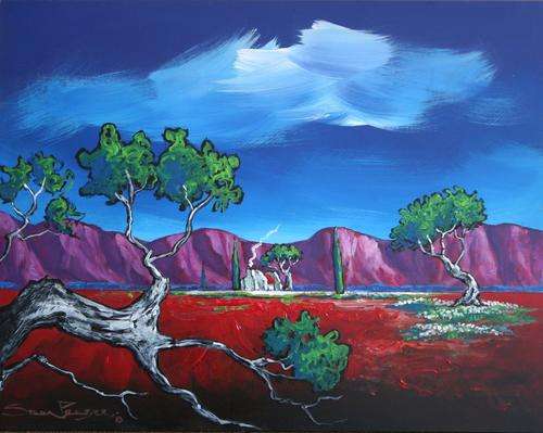 - INVESTMENT ART -Original Stella Pelser (1976-) "Boland - Uitkyk op Plaas Opstal! " 400 x 300