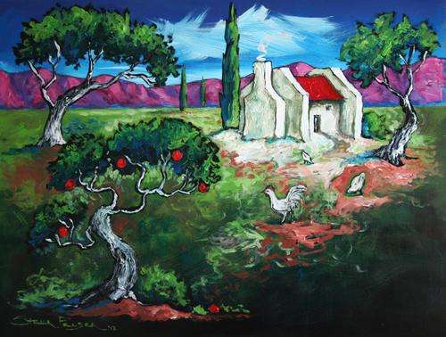 STELLA PELSER ORIGINAL - INVESTMENT ART-(1976) - Boland - Die Lemoen Boom!" 400 x 300 x 9mm