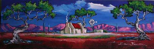 Original Stella Pelser(1970) - " Boland - Rooidak Huisie!" 475 x 150 x 6mm