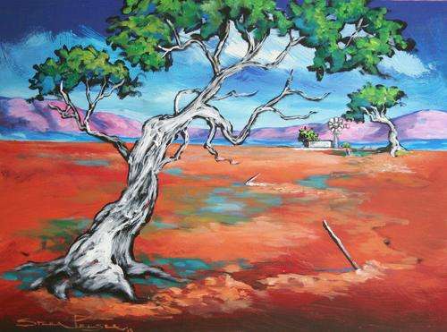 Original Stella Pelser(1970) - "Boland - Agter die Boom!" 400 x 300 x 6mm