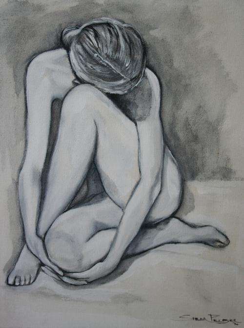 Soft and Elegant - Original Stella Pelser (1970-) "Nude -Toughts"  - 51 x 41cm, on Canvas