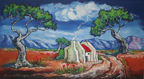 Original Stella Pelser(1970) - "Bolandse Rooidak Huisie!" 620 x 250 x 9mm