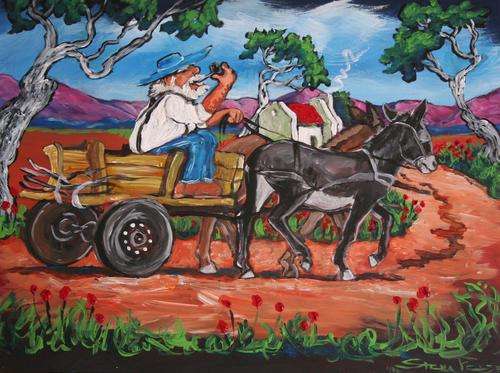 Original Stella Pelser(1970) - " Boland - Op Pad Huis toe!" 400 x 300 x 9mm