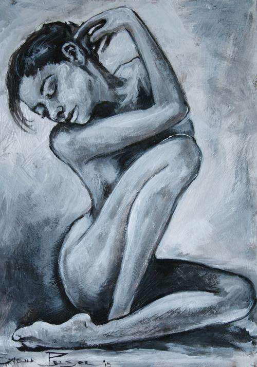 Original Stella Pelser(1970) -Figure Study - "Serenity" 400 x 300 x 6mm