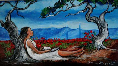 Original Stella Pelser(1970) - Bolandse Meisie - "Droome onder die Boom" 390 x 230 x 6mm