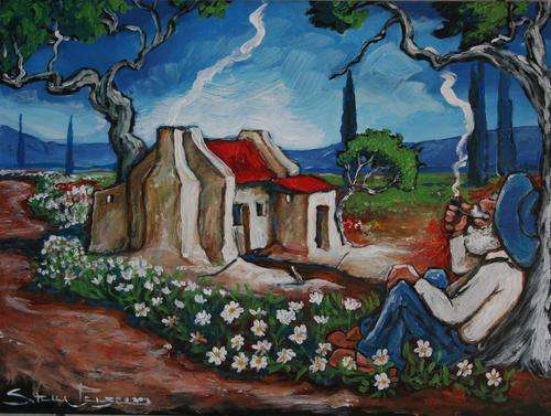 Original Stella Pelser(1970) - Boland -"Rustig tussen die Daisies" 400 x 300 x 6mm