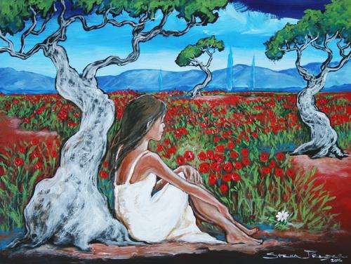 Original Stella Pelser(1970) - "Bolandse Meisie - Die Wit Daisie" 400 x 300 x 6mm