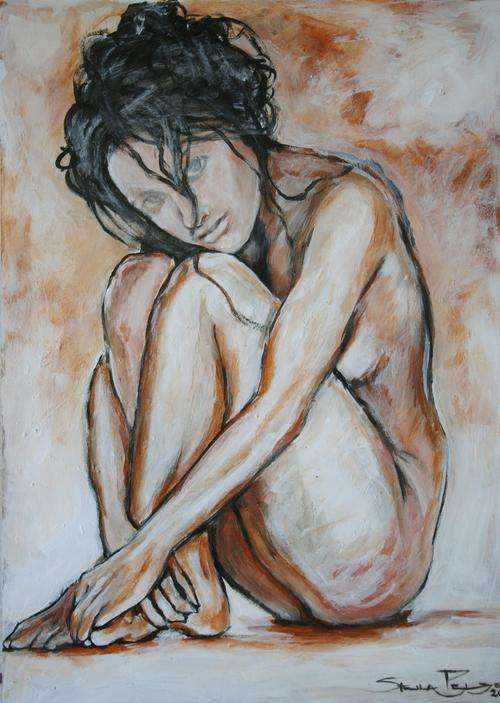 Beautiful!!!* Original Stella Pelser(1970) - Figure Study of a Quiet Girl"- 400 x 300 x 6mm